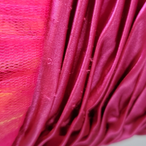 David's Bridal hot pink , orange animal print sleeveless prom dress, size 4 - Picture 3 of 12